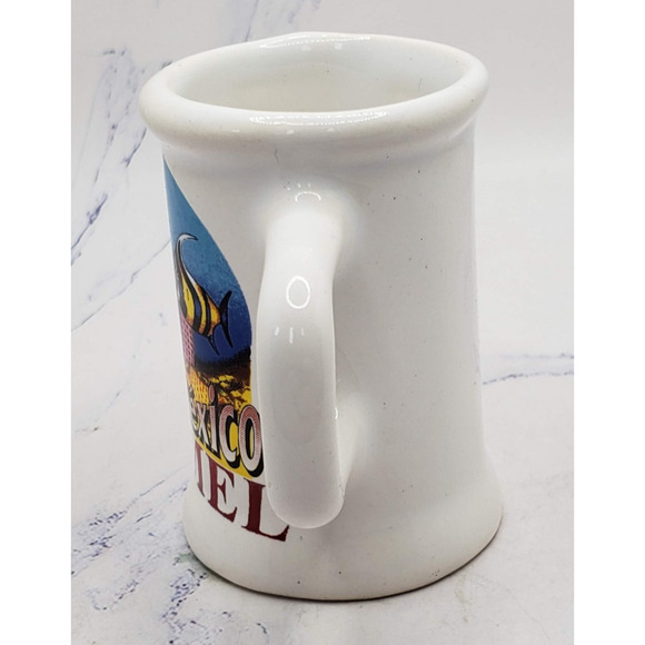 Cozumel Mexico Souvenir Miniature White Ocean Fish Ceramic Toothpick Holder Mug - Picture 3 of 10